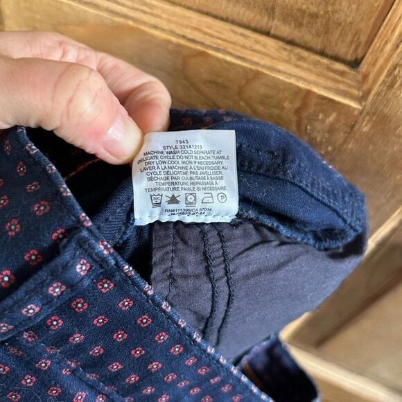 Tory Burch 25 Navy‎ Blue Red Skinny Pants Jeans Printed Dotted - Picture 14 of 14